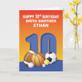 名前をカスタムする関係ボーイ10番誕生日スポーツ カード (黄色い花)