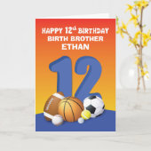 名前をカスタムする関係ボーイ12誕生日スポーツ カード (黄色い花)