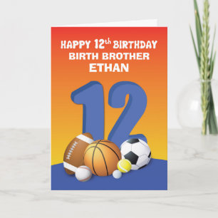 名前をカスタムする関係ボーイ12誕生日スポーツ カード