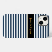 名前をカスタムする青/白ストライプ色 Case-Mate iPhoneケース (裏面 (横))