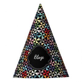 名前をカスタムする風車パターン黒 パーティーハット