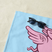 名前をカスタムする飛んでいる豚 ビーチタオル (インサイチュ)