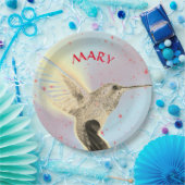 名前をカスタムする飛行中のハミングバード ペーパープレート (パーティー)