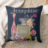 名前をカスタムする香水ボトル逆模様 クッション (ブランケット)