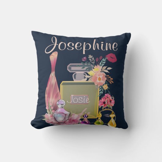 名前をカスタムする香水ボトル逆模様 クッション (正面)