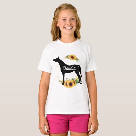 名前をカスタムする馬術アラビア馬Tシャツ Tシャツ (正面フル)