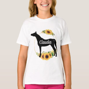 名前をカスタムする馬術アラビア馬Tシャツ Tシャツ