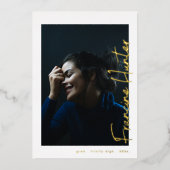 名前をカスタムする高校卒業金ゴールド 箔招待状 (正面)