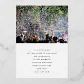 名前をカスタムする高校卒業金ゴールド 箔招待状 (裏面)