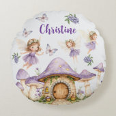 名前をカスタムする魔法妖精パープルガーデン ラウンドクッション (正面)