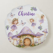 名前をカスタムする魔法妖精パープルガーデン ラウンドクッション (裏面)