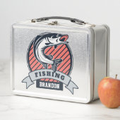 名前をカスタムする魚釣りロゴランチボックス メタルランチボックス (インサイチュ)