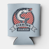 名前をカスタムする魚釣りロゴ缶クーラー 缶クーラー (正面)