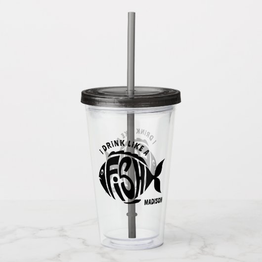 名前をカスタムする魚 アクリルタンブラー (正面)