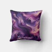 名前をカスタムする鮮やかパープル注絵を描流効果 クッション (裏面)