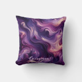 名前をカスタムする鮮やかパープル注絵を描流効果 クッション (正面)