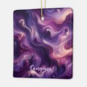 名前をカスタムする鮮やかパープル注絵を描流効果 セラミックオーナメント (左)