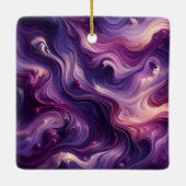 名前をカスタムする鮮やかパープル注絵を描流効果 セラミックオーナメント (裏面)