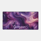 名前をカスタムする鮮やかパープル注絵を描流効果 デスクマット (正面)