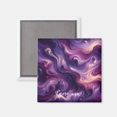 名前をカスタムする鮮やかパープル注絵を描流効果 マグネット (正面/裏面)