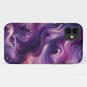 名前をカスタムする鮮やかパープル注絵を描流効果 Case-Mate iPhoneケース (裏面(横))