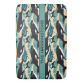 名前をカスタムする鯨模様 バスマット (正面縦)