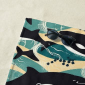 名前をカスタムする鯨模様 ビーチタオル (インサイチュ)