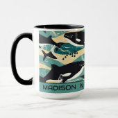 名前をカスタムする鯨模様 マグカップ (左)