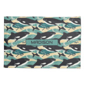 名前をカスタムする鯨模様 枕カバー (裏面)