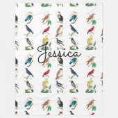 名前をカスタムする鳥 フリースブランケット (正面)