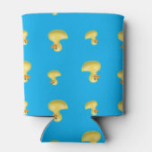 名前をカスタムする黄ストライプ色スカイブルーラバーガモ 缶クーラー (裏面)