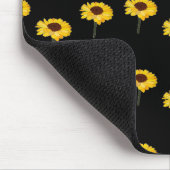 名前をカスタムする黄色のひまわり黒 マウスパッド (コーナー)