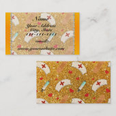 名前をカスタムする黄色グリッターナース帽子ハート 名刺 (正面/裏面)