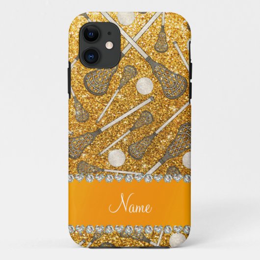 名前をカスタムする黄色グリッターラクロス棒 Case-Mate iPhoneケース (裏面)