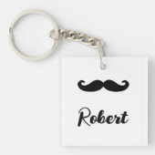 名前をカスタムする黒ハンドルひげ キーホルダー (正面)