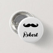 名前をカスタムする黒ハンドルひげ 缶バッジ (正面&裏面)