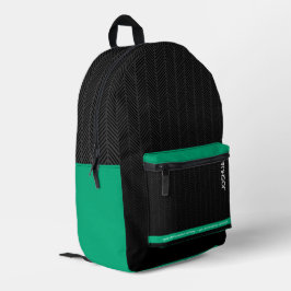 名前をカスタムする黒モダン プリントバックパック