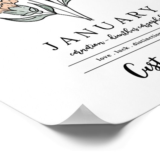 名前をカスタムする1月誕生フラワーガーデンインスパイア ポスター (角)