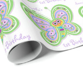 名前をカスタムする1歳の蝶 ラッピングペーパー (ロールコーナー)