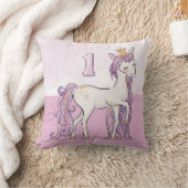 名前をカスタムする1歳の誕生日ピンクの馬と王冠 クッション (ブランケット)