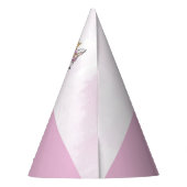 名前をカスタムする1歳の誕生日ピンクの馬と王冠 パーティーハット (裏面)