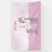 名前をカスタムする1歳の誕生日ピンクの馬と王冠 横断幕 (縦)