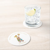 名前をカスタムする1歳の誕生日ピーター金ゴールド ラウンドペーパーコースター (インサイチュ)