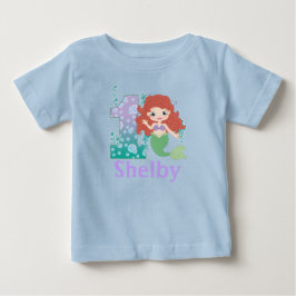 名前をカスタムする1歳の誕生日プリンセスマーメイドシャツ ベビーTシャツ