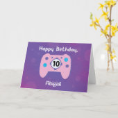 名前をカスタムする10歳誕生日ゲーマーコントローラー カード (黄色い花)