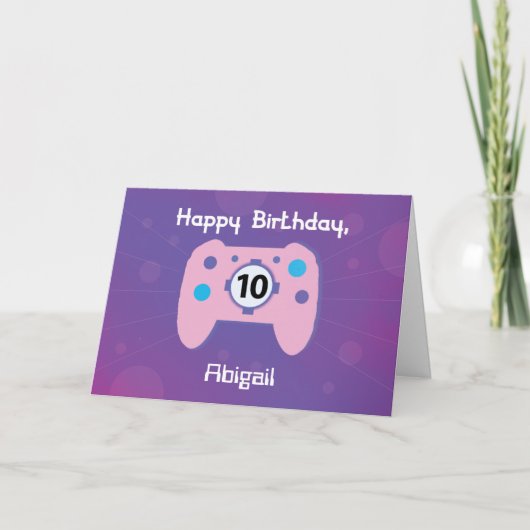名前をカスタムする10歳誕生日ゲーマーコントローラー カード (正面)