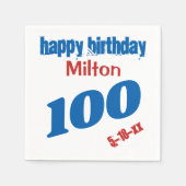 名前をカスタムする100位誕生日紙ナプキンス スタンダードカクテルナプキン (正面)