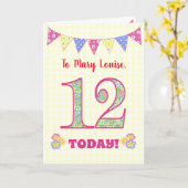 名前をカスタムする12th誕生日プリムローゼバンティンカード カード (黄色い花)
