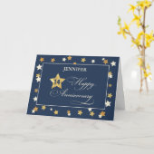 名前をカスタムする14年目の従業員記念日 カード (黄色い花)