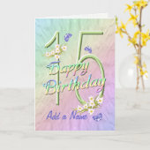 名前をカスタムする15誕生日バタフライガーデンカード カード (黄色い花)